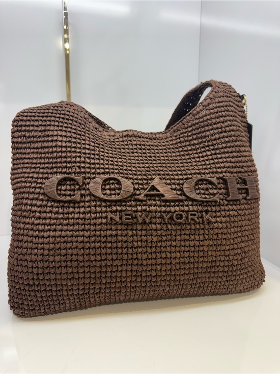 Coach Handbags - Coach Brown Woven Logo Shoulder Bag